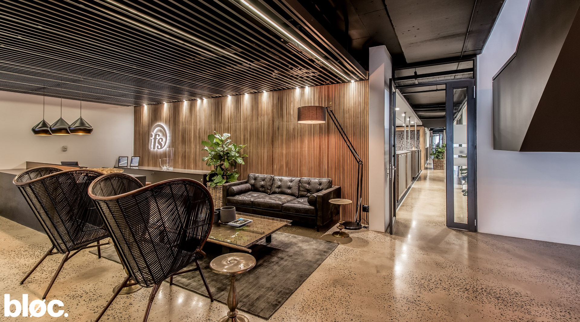 Modern office reception area