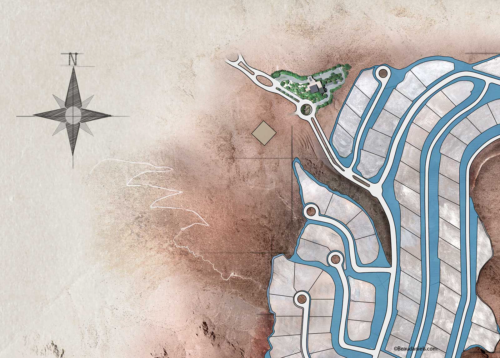 Ascaya location map showing the club house