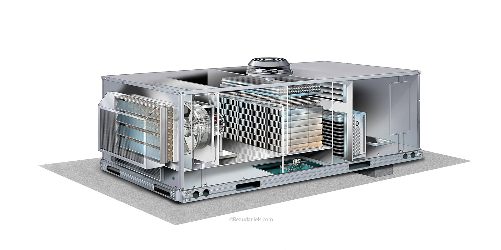 Complete cutaway unit without airflow