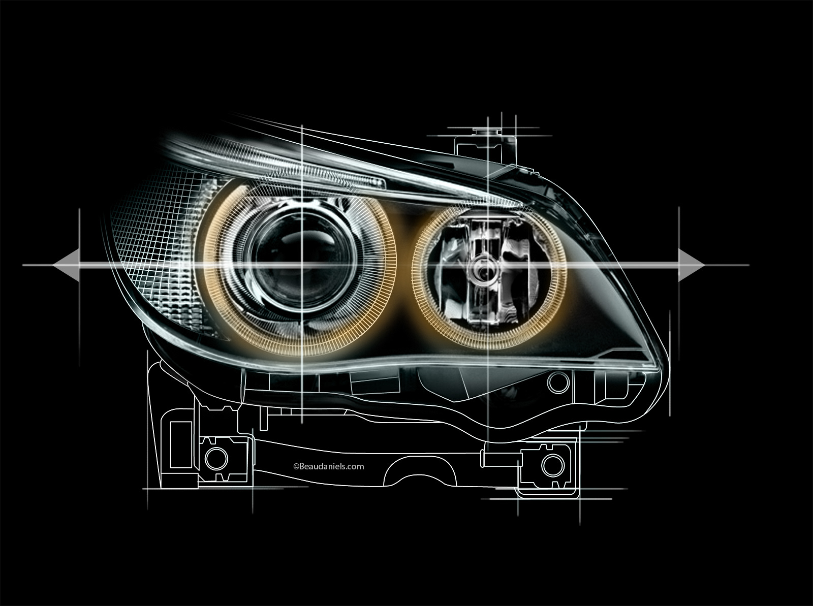 BMW, 'AngelEyes" Final technical illustration.