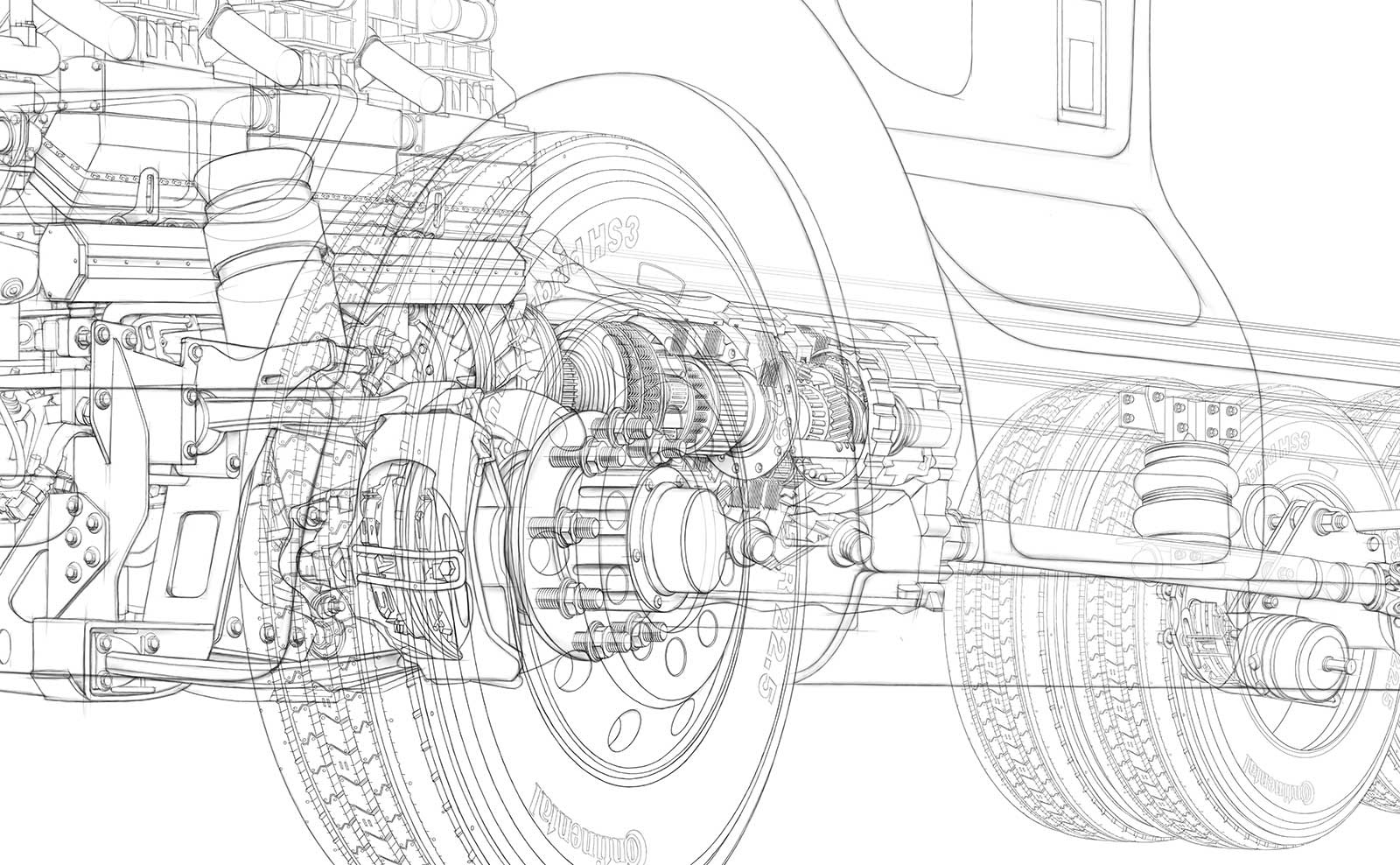 A close up of the line work.