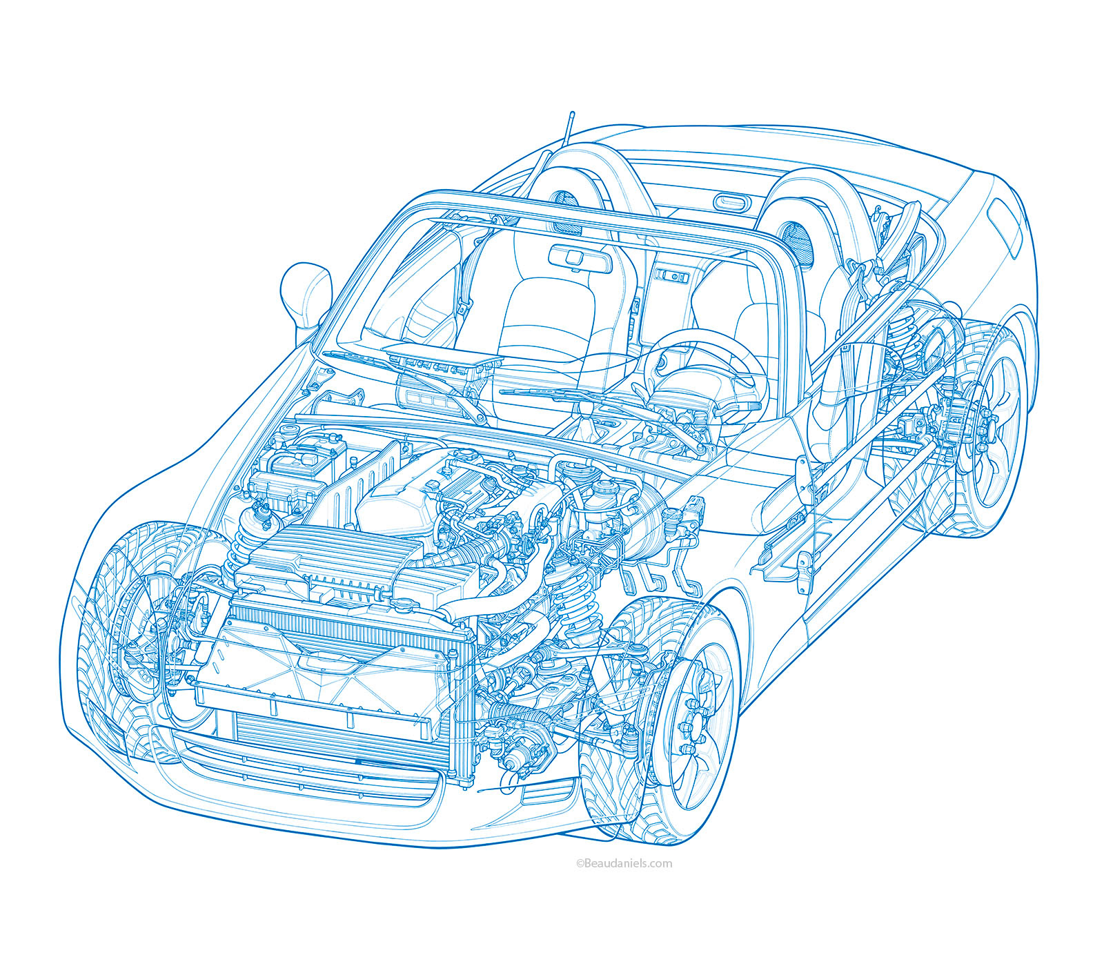 Lineart of a gneric sports car