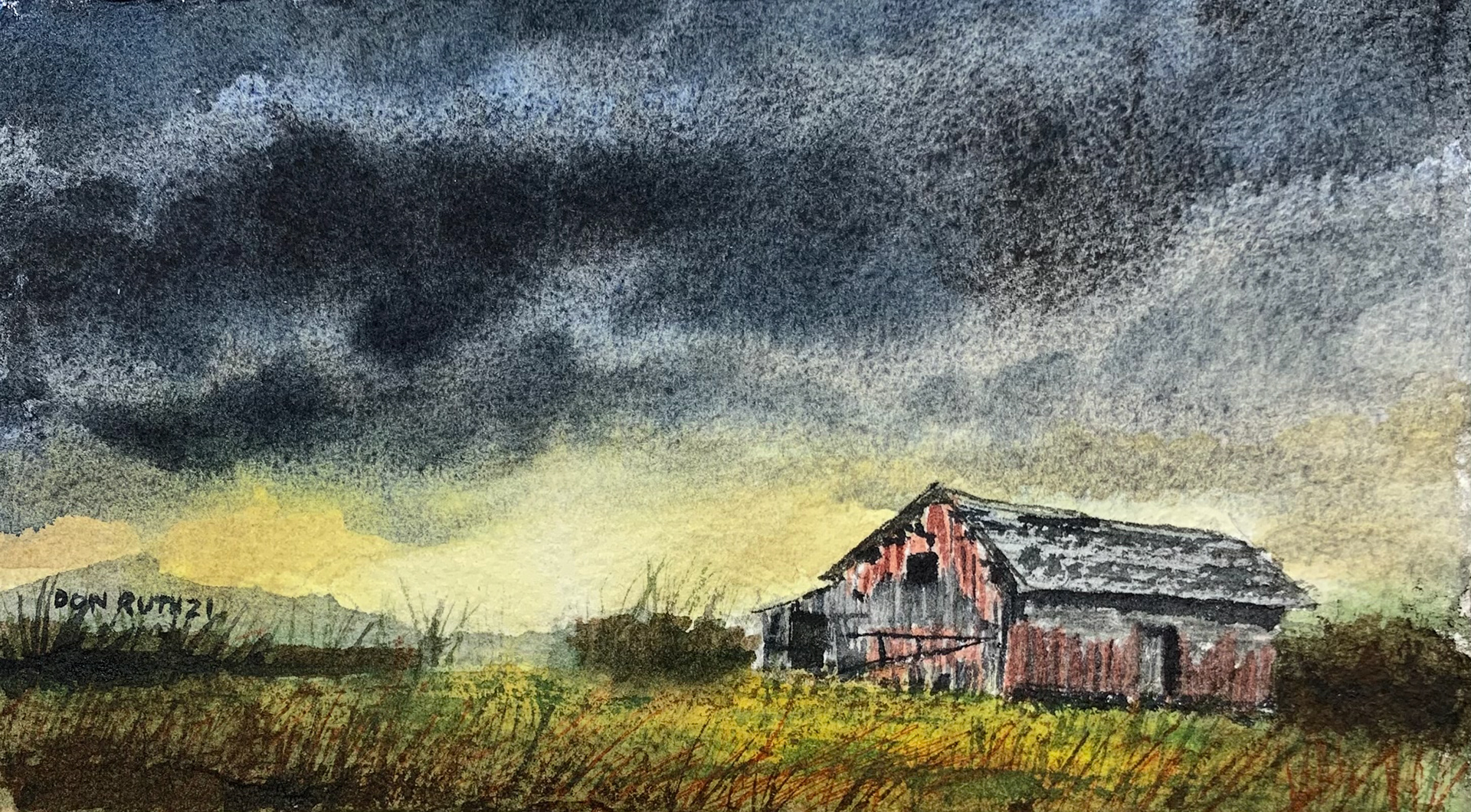Evening Storm Watercolor Don Ruth The Works