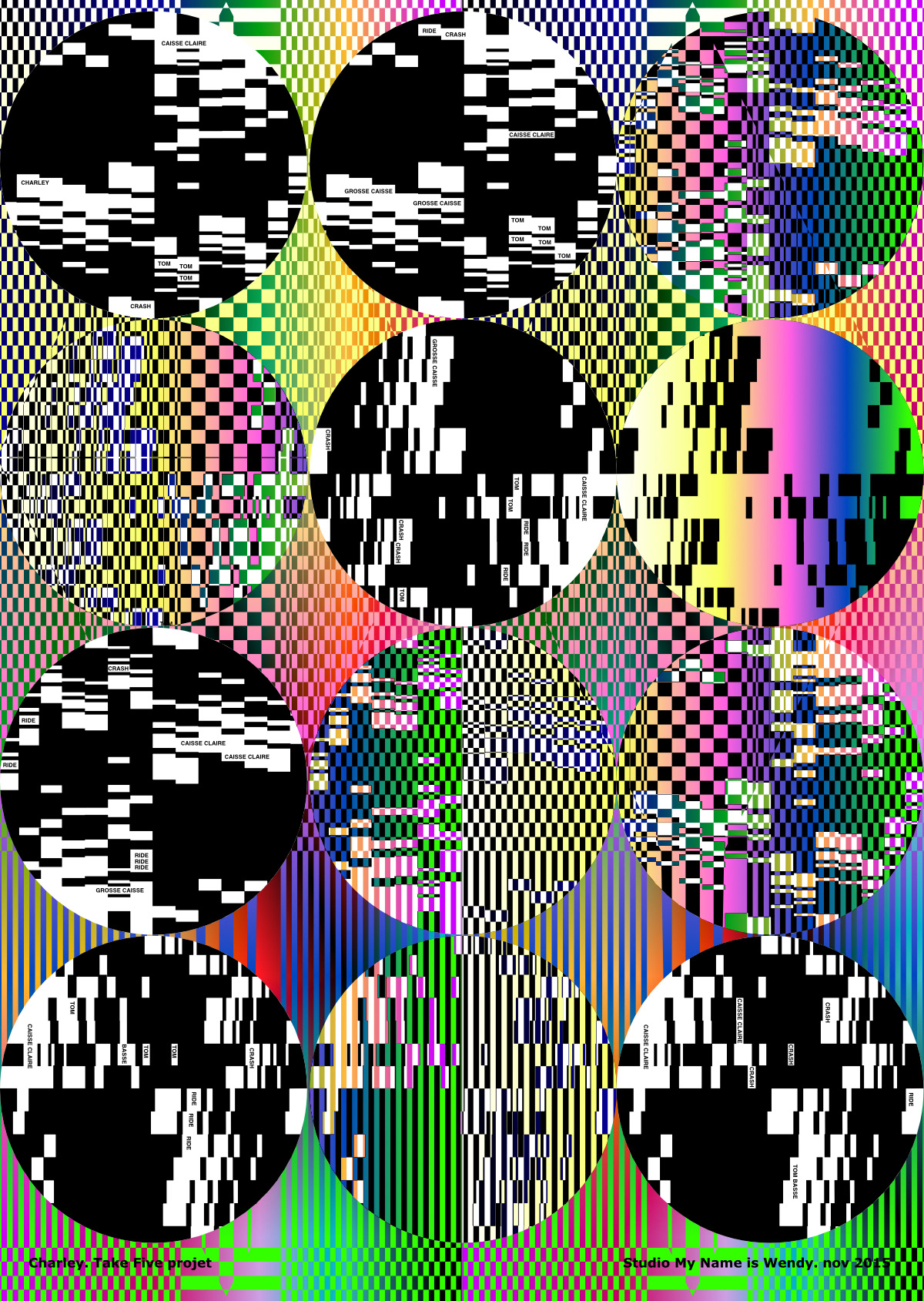 Graphical compositions with colors, patterns and forms