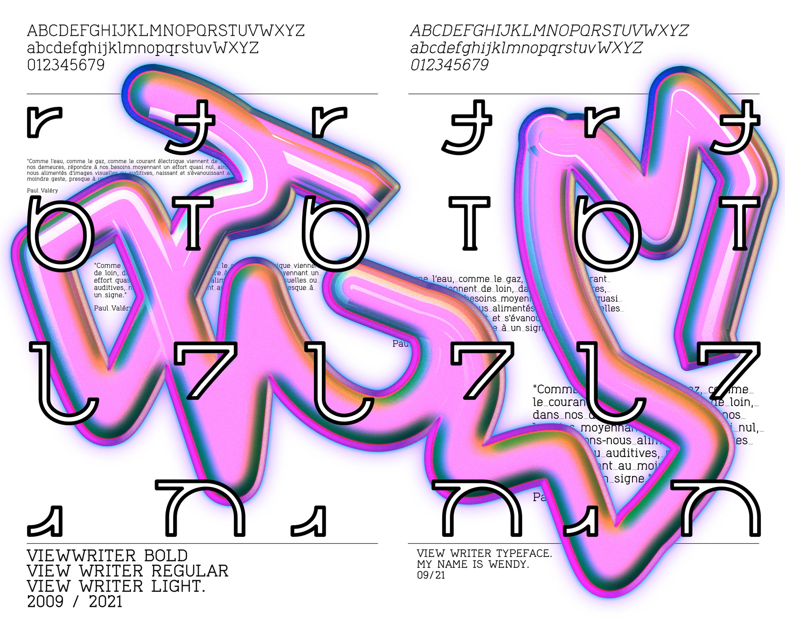 Visual art with typefaces and graphic shapes