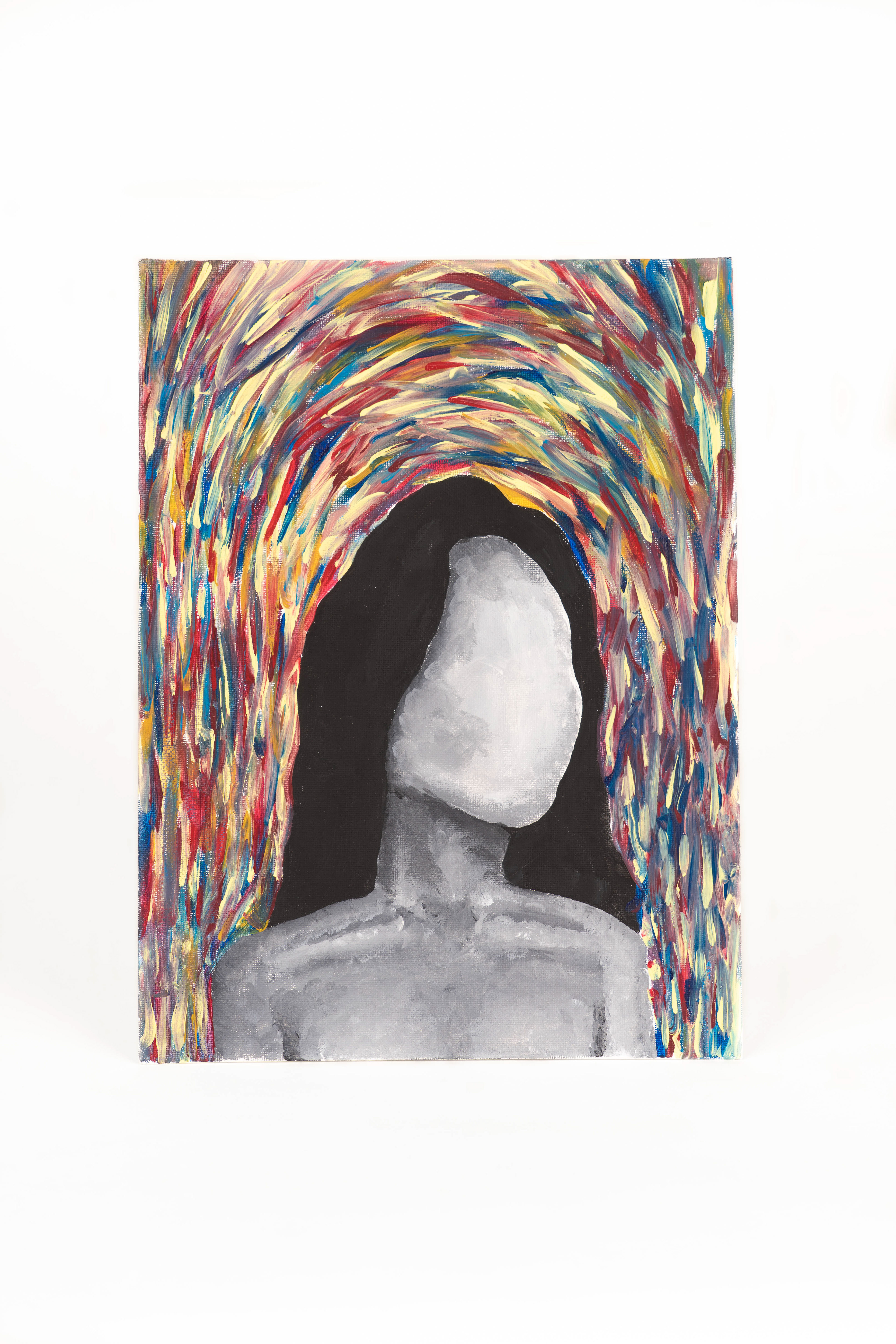 No Face (2017); Acrylic on Canvas; 9" x 12"