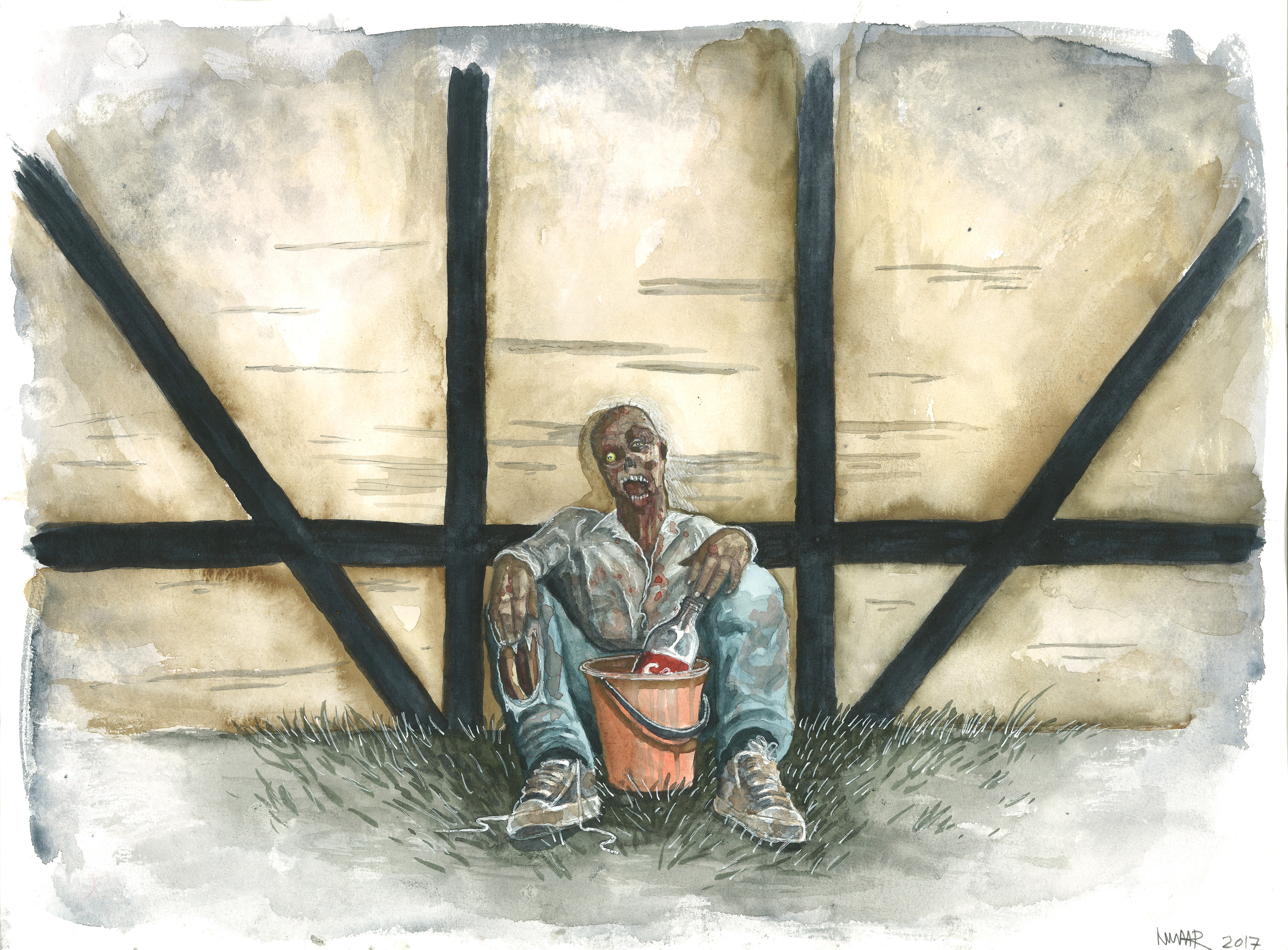 Pencil & watercolour on paper