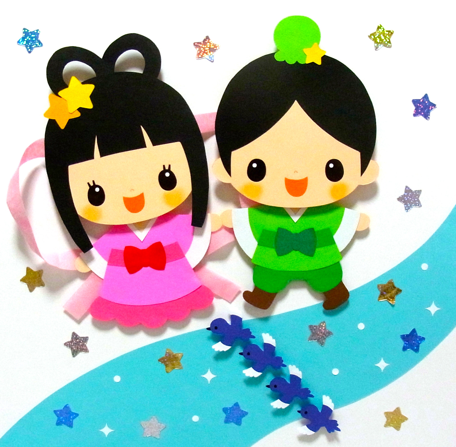 織姫と彦星 壁面飾り