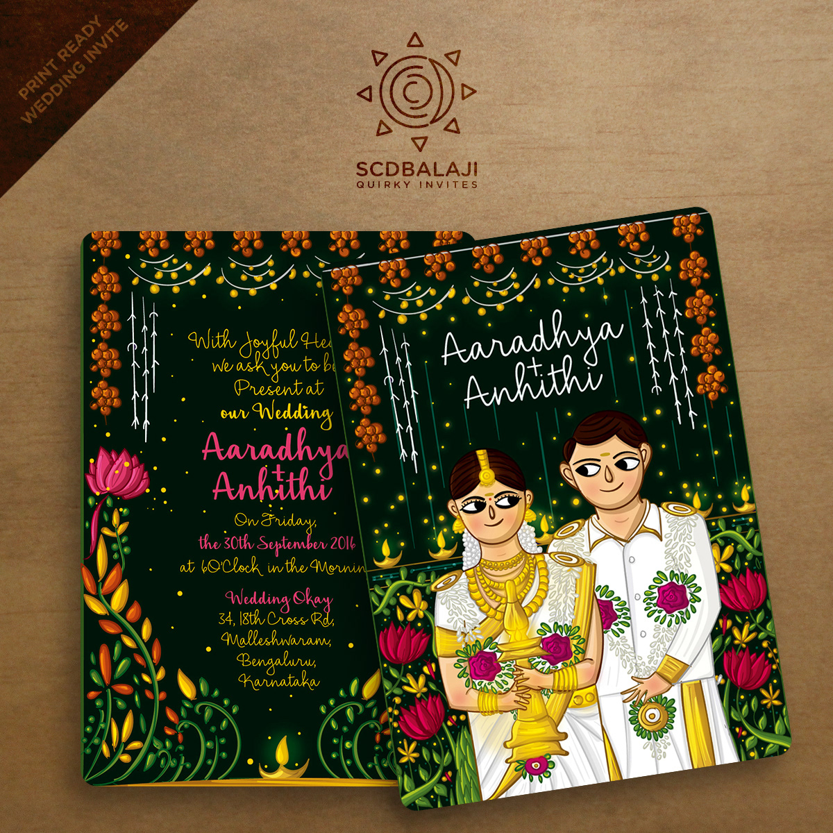 Atma Studios - Branding Studio & Illustration House, Coimbatore, India - Kerala Wedding Invitation