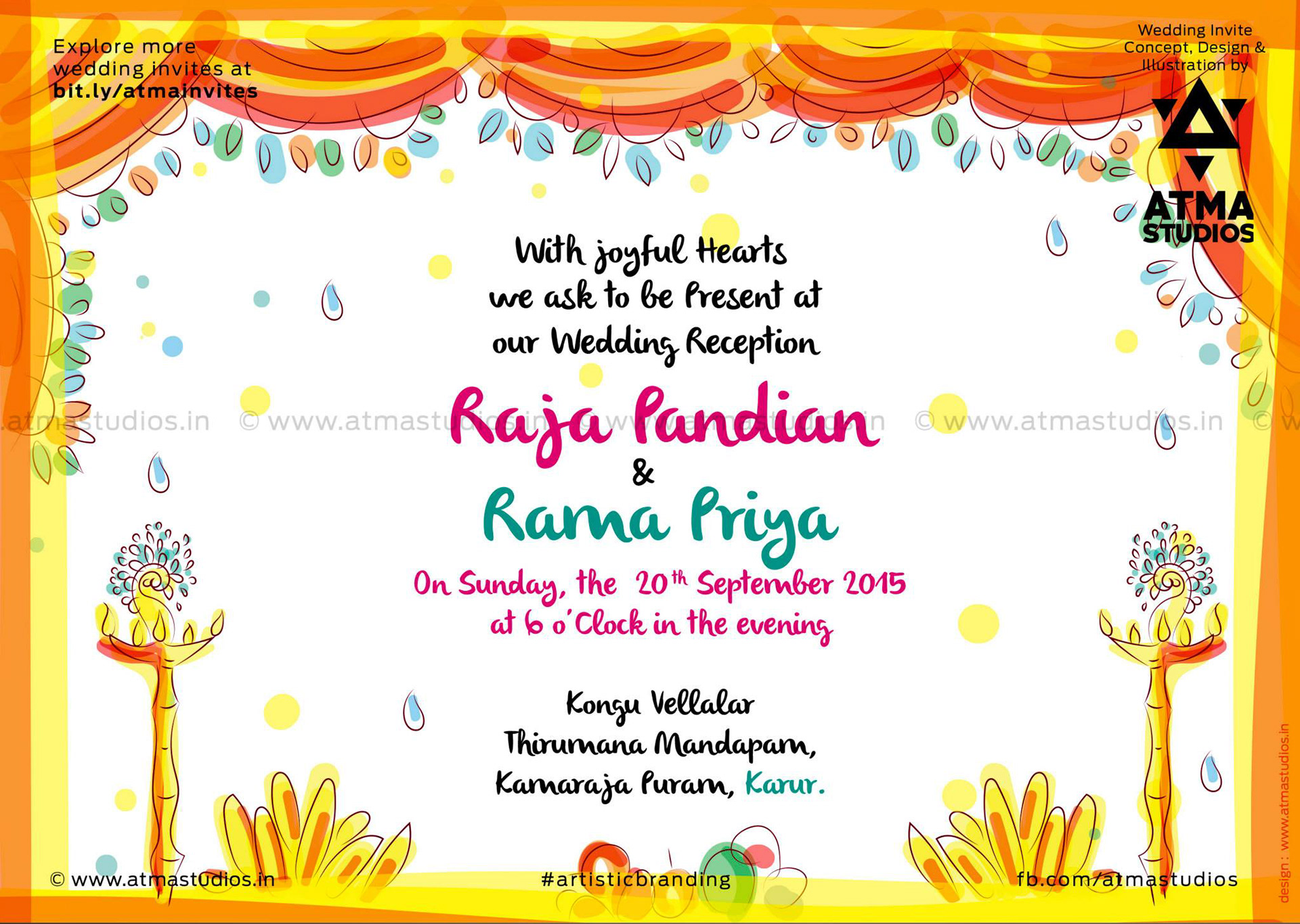 Atma Studios Branding Studio Illustration House Coimbatore India Quirky Tamil Wedding Card