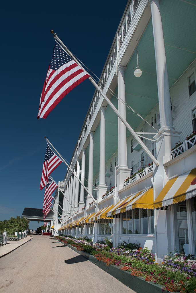Beautiful Blue Skies with The Grand Hotel, Mackinac Island
