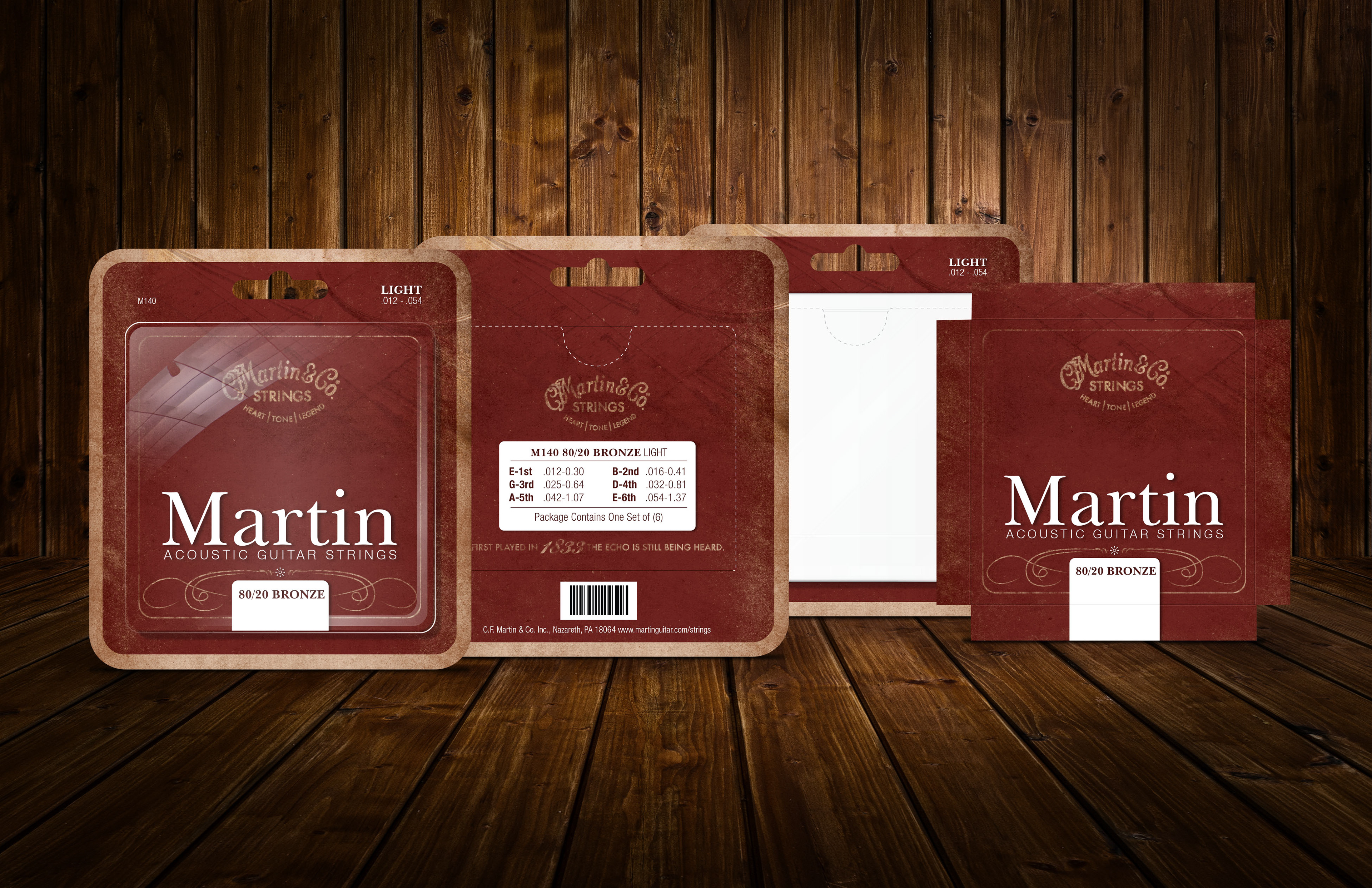 Photoshop Rendering design by Andrew Thompson of Packaging Concept for Martin Guitar Strings