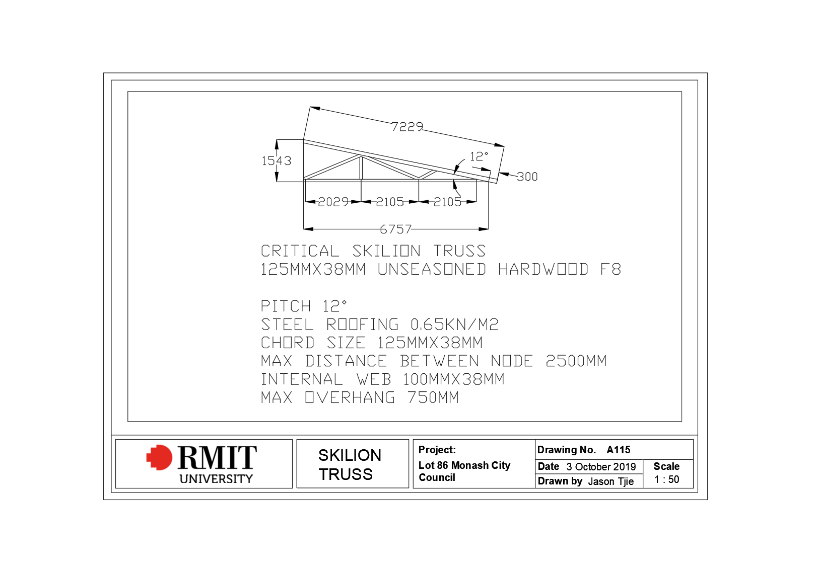 Roof Skilion Truss