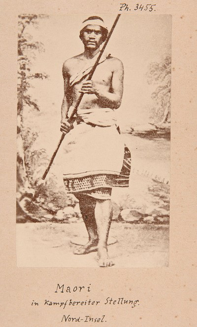 Maori, dressed in a kaitaka. This photo was taken in Thames, North Island - New Zealand. (Reischek Collection). Vienna World Museum, photo 3.455