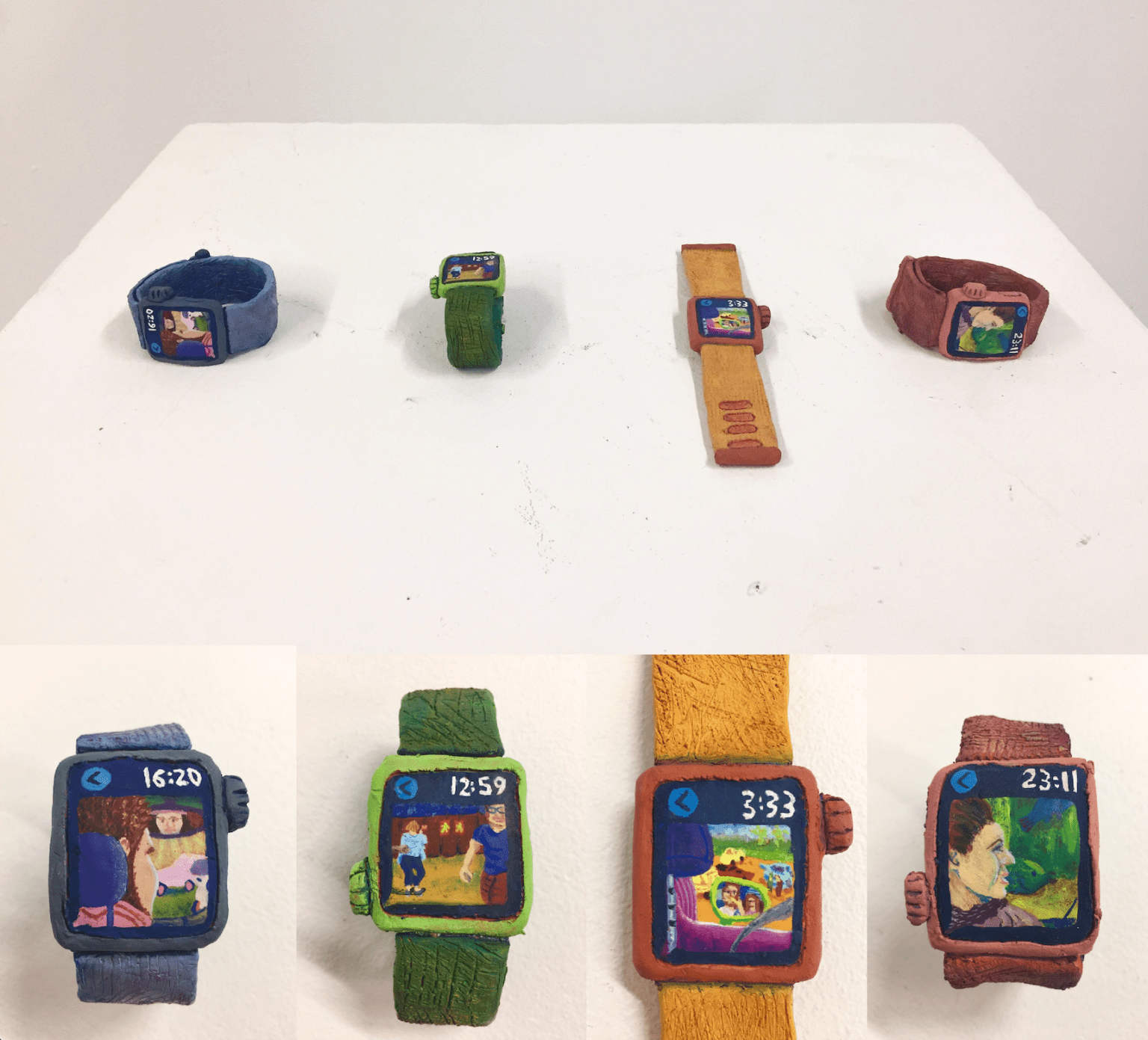 “Keep In Touch”, Installation, Oil paint on fired terracotta, 2020