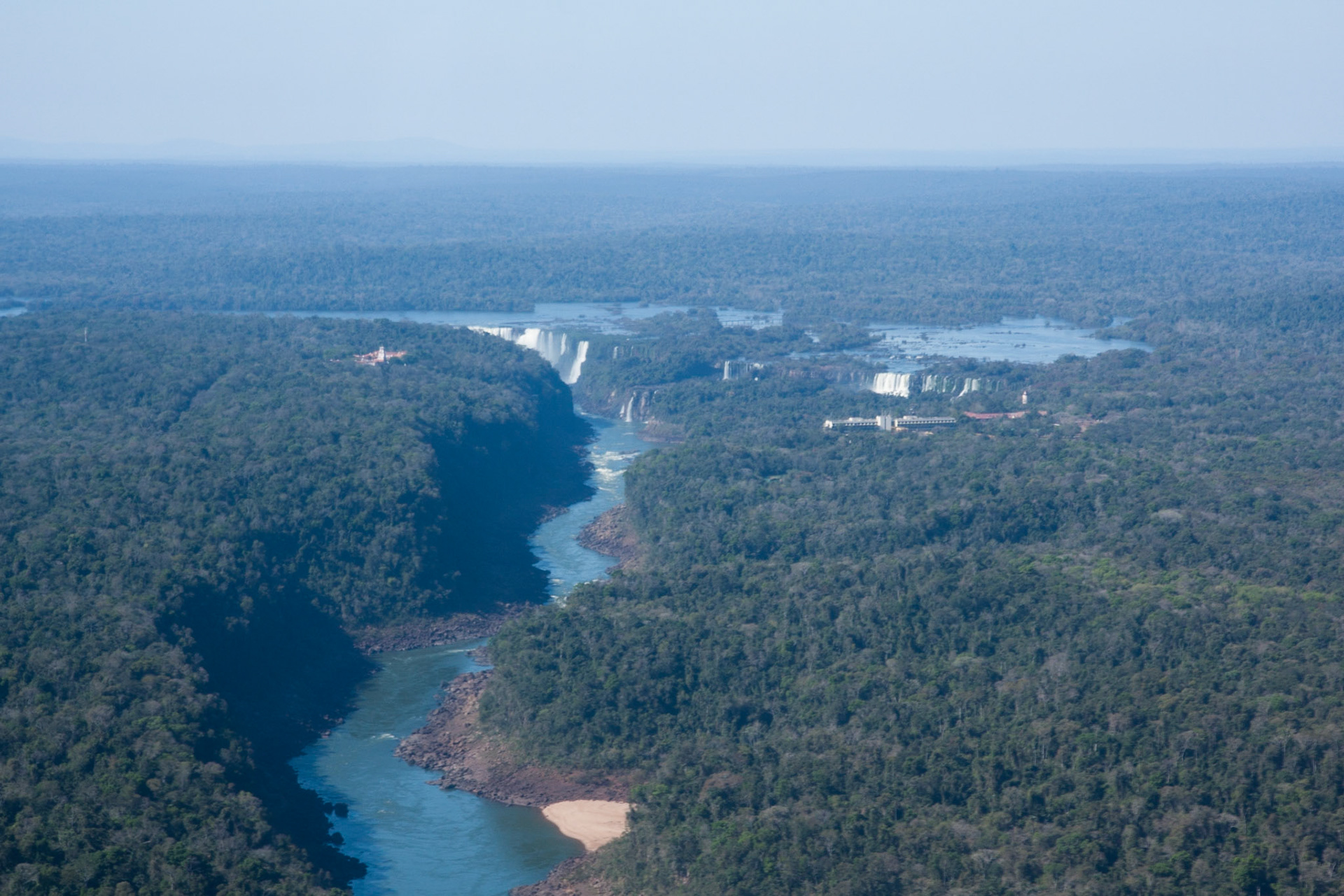 Iguassu Falls: Brazil on the left bank, Argentina on the right