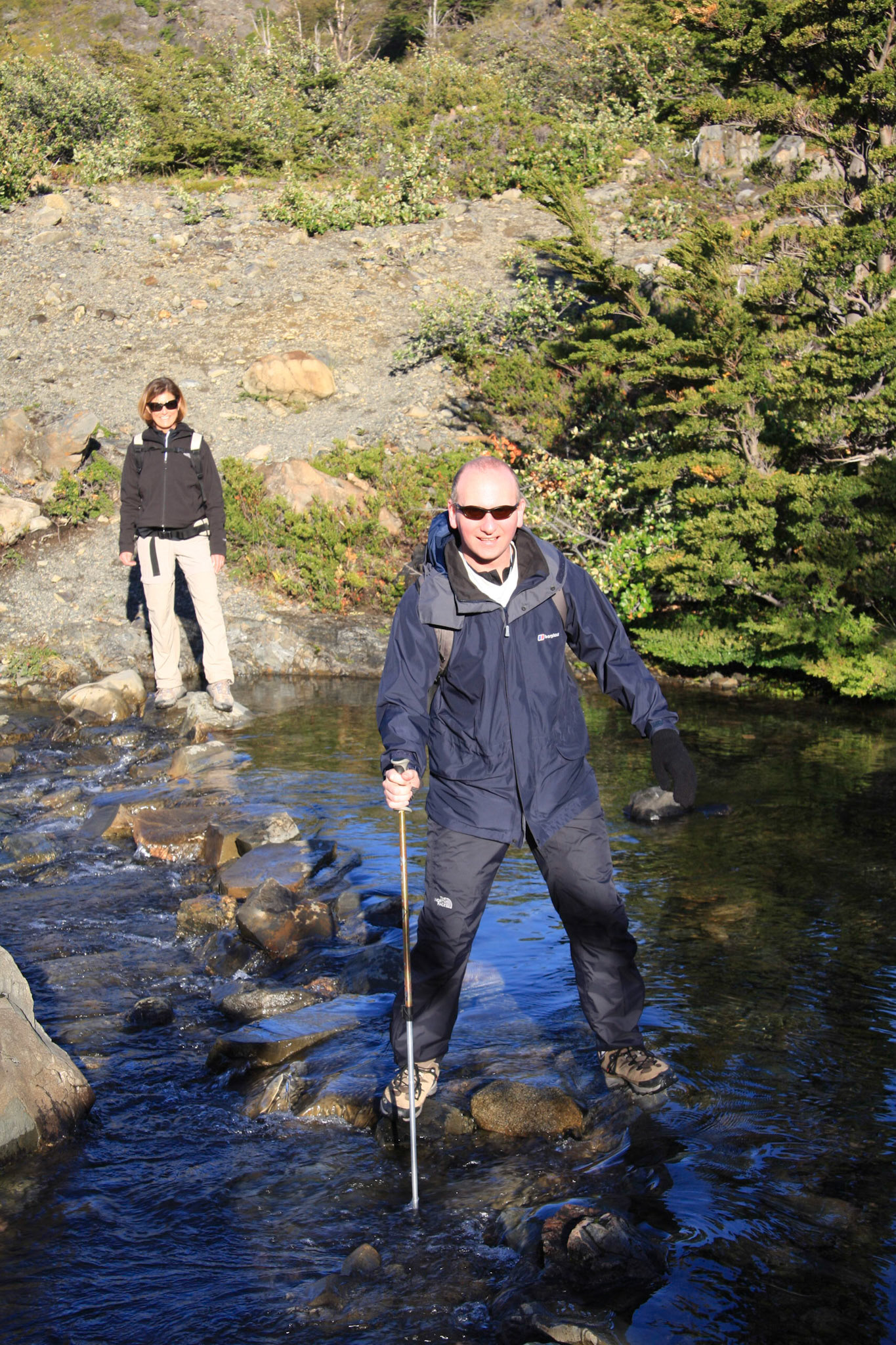 Alex crossing a stream