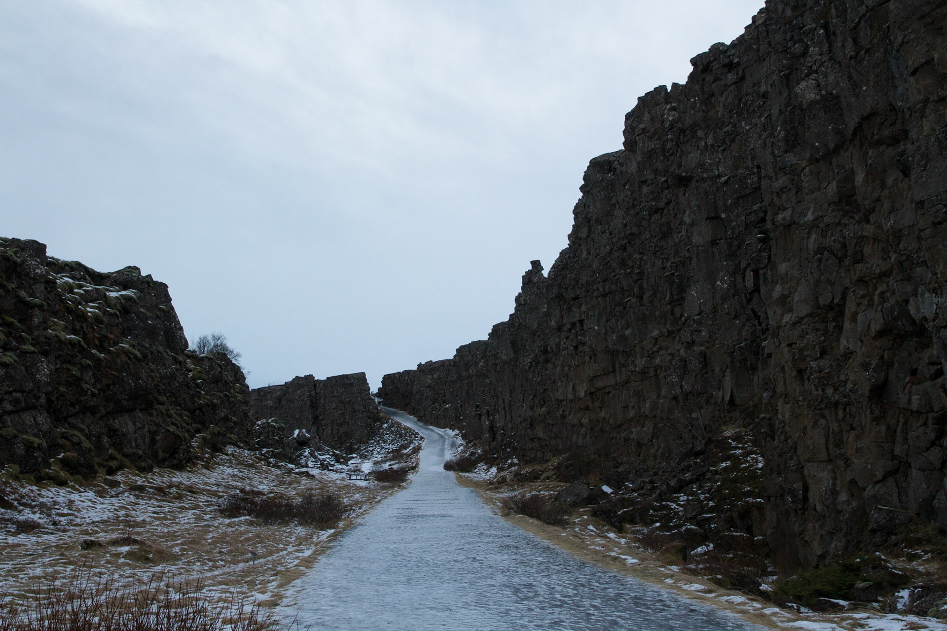 Cliff at Thingvellir, US and European continental plates meet here