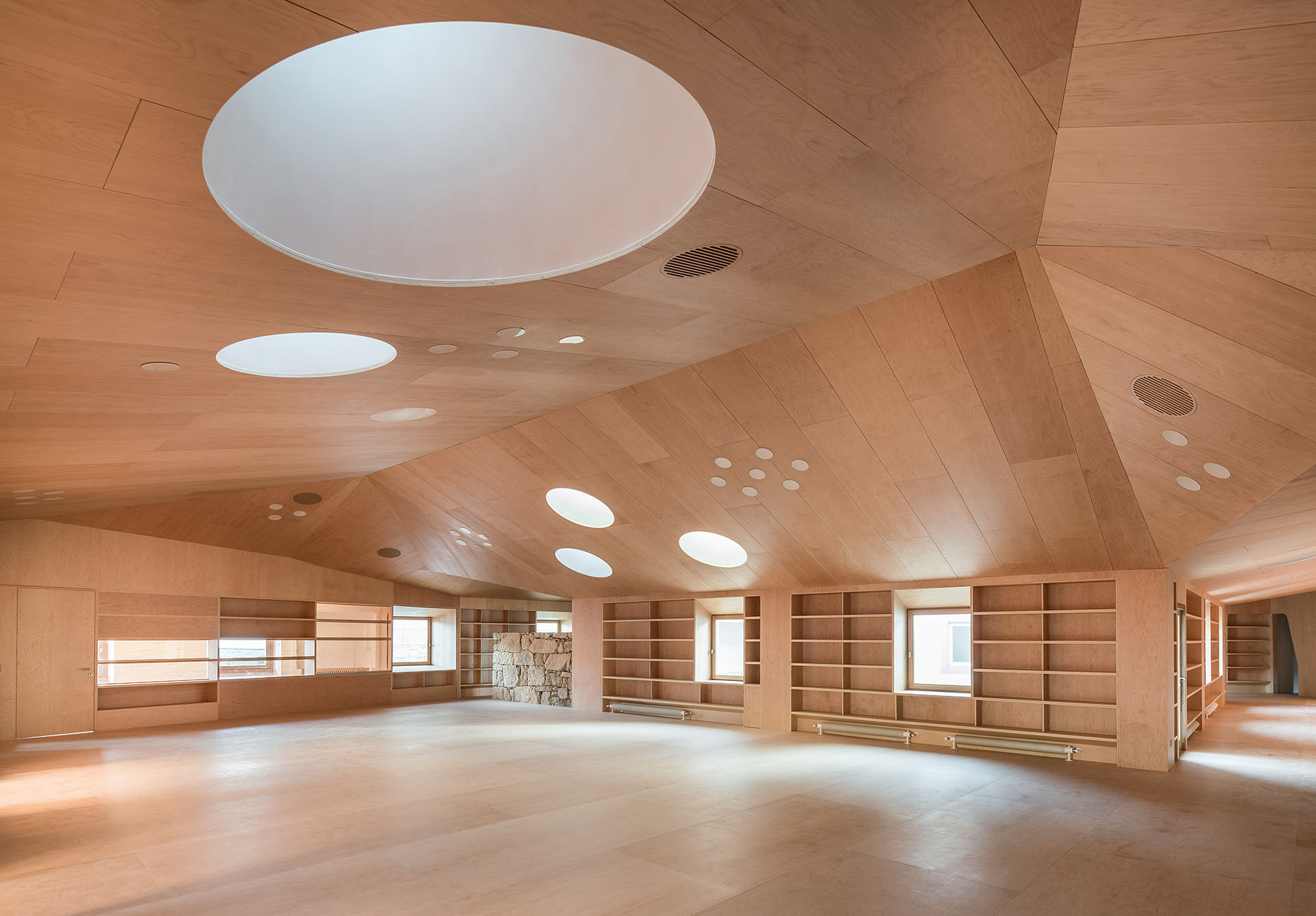 Reading room with skylights