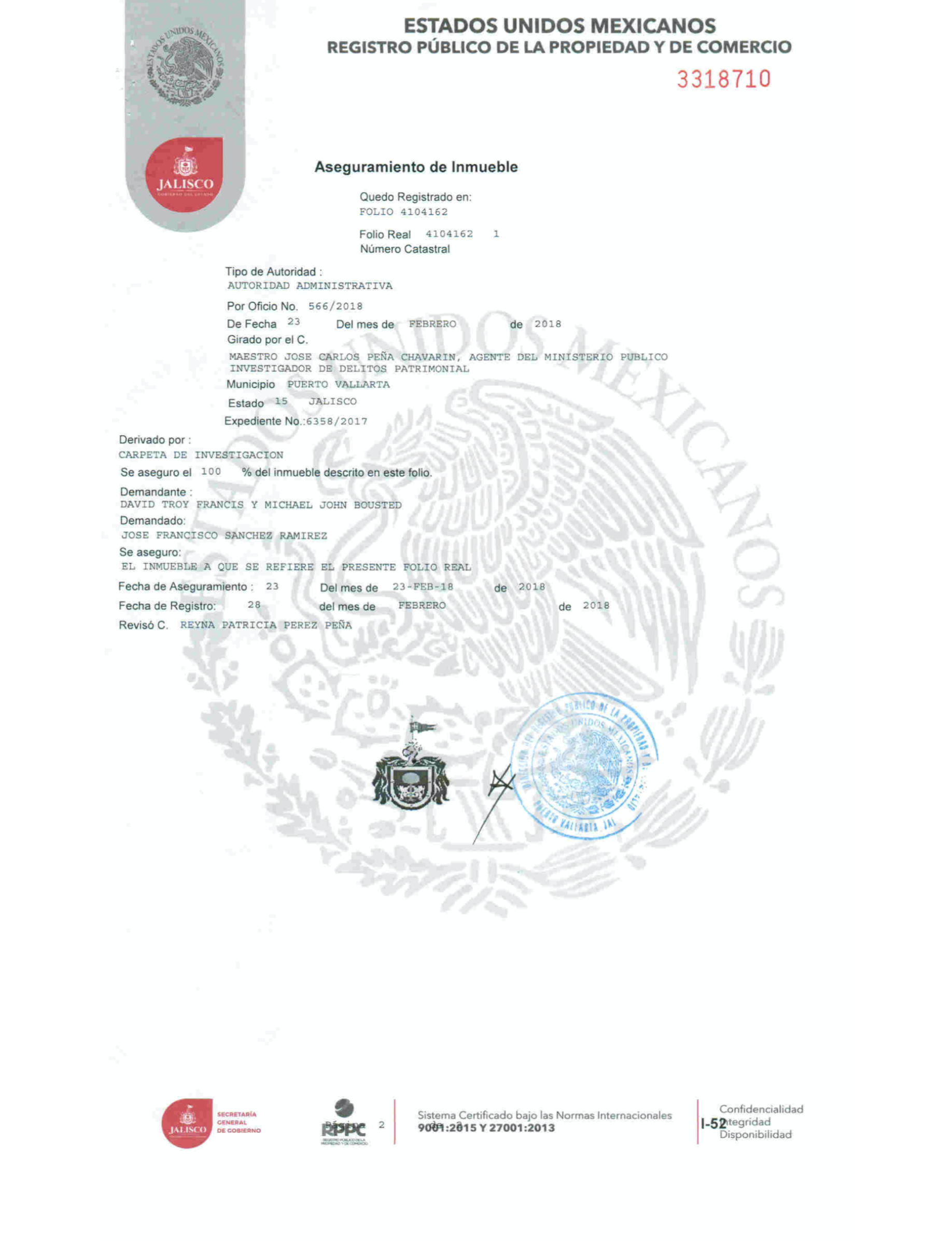 Aseguramiento de Inmueble