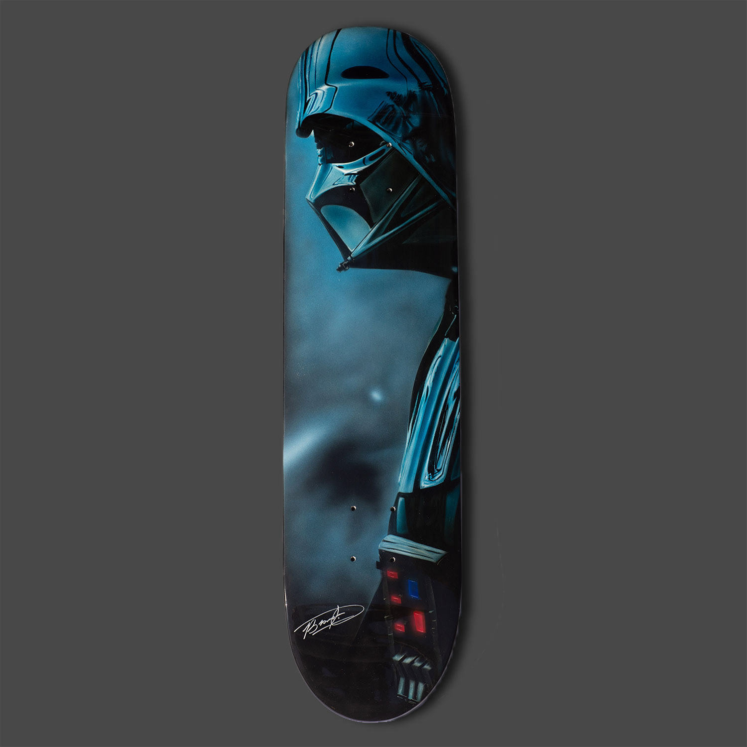 Darth Vader airbrushed skate deck.