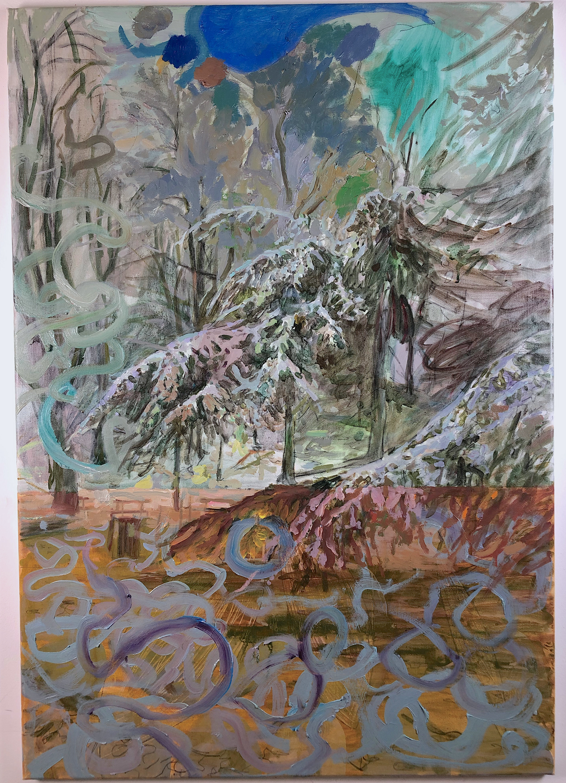 March, snow, night, Oil on canvas, 70 x 120 cm