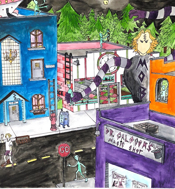 Michael O'Malley, mobatron, Comic Art, Padua Franciscan High School, Educator: Stefanie Cook, Grade 12,  Honorable Mention