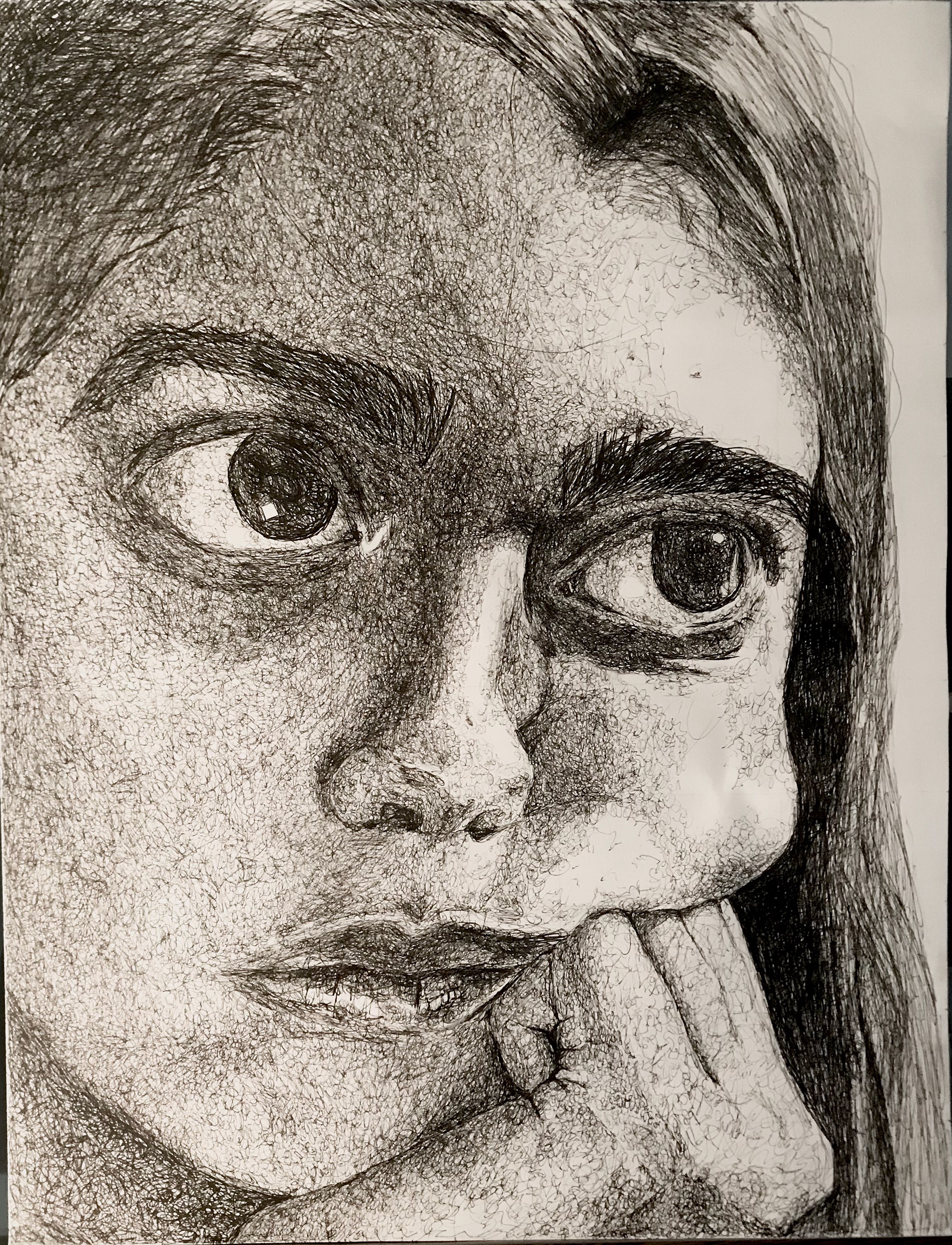 Emily Frazier, Scribble Self-Portrait, Drawing & Illustration, Beaumont School, Educator: Kristen LoPresti, Grade 9,  Honorable Mention
