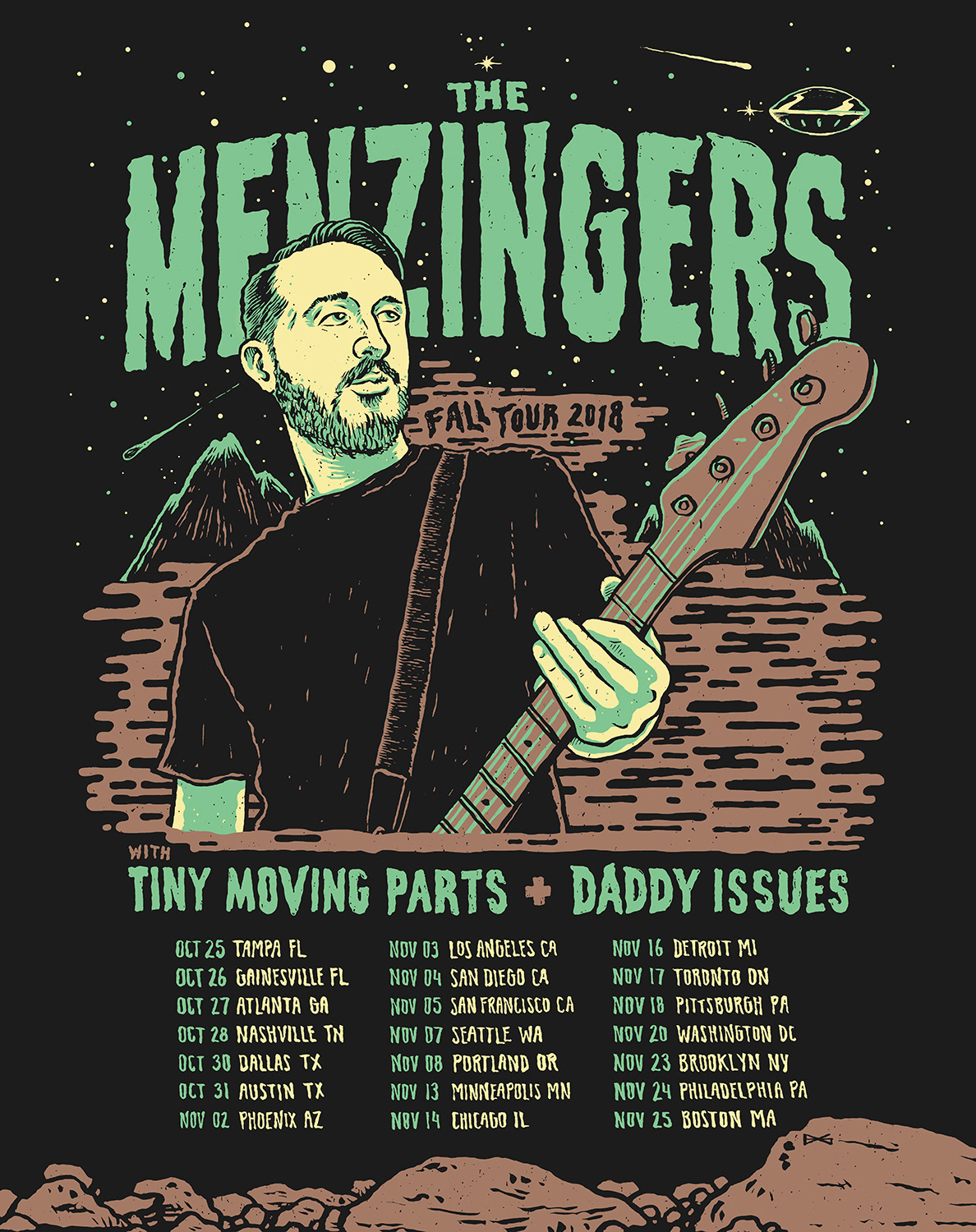 Brunofsky The Menzingers 2018 Fall Tour poster