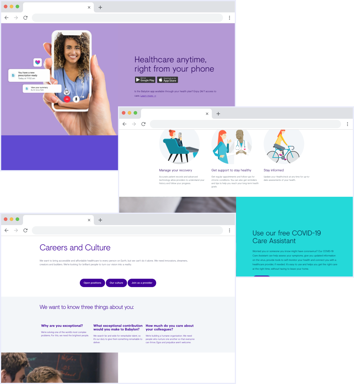 Image showing the old marketing site designs