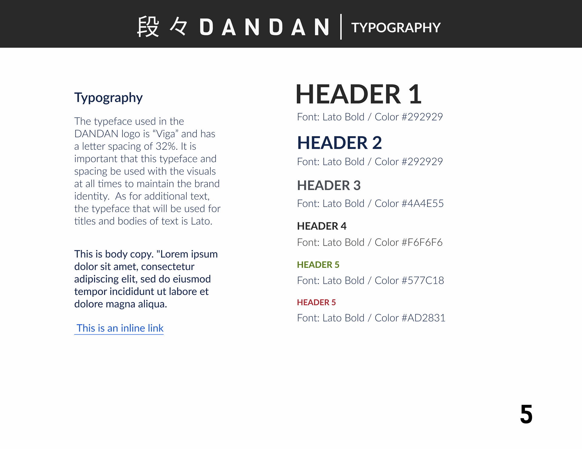 Dandan's Typography description