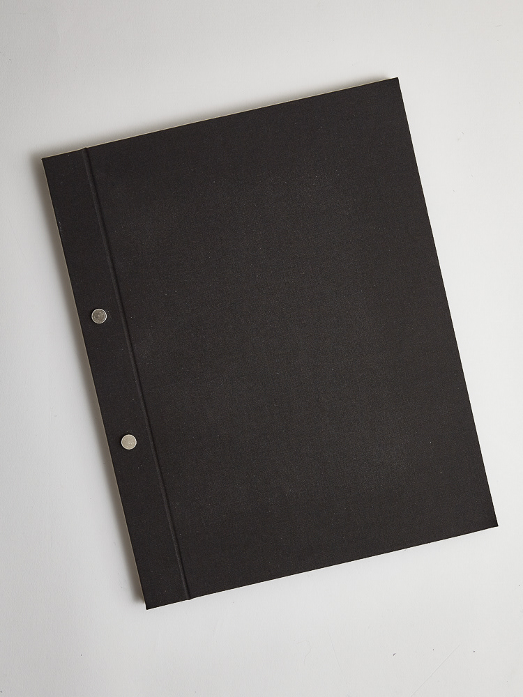 Pages are held in place with elegant chrome headed screw posts and the cardboard folder is covered in beautiful buckram bookcloth, available in a wide range of colours