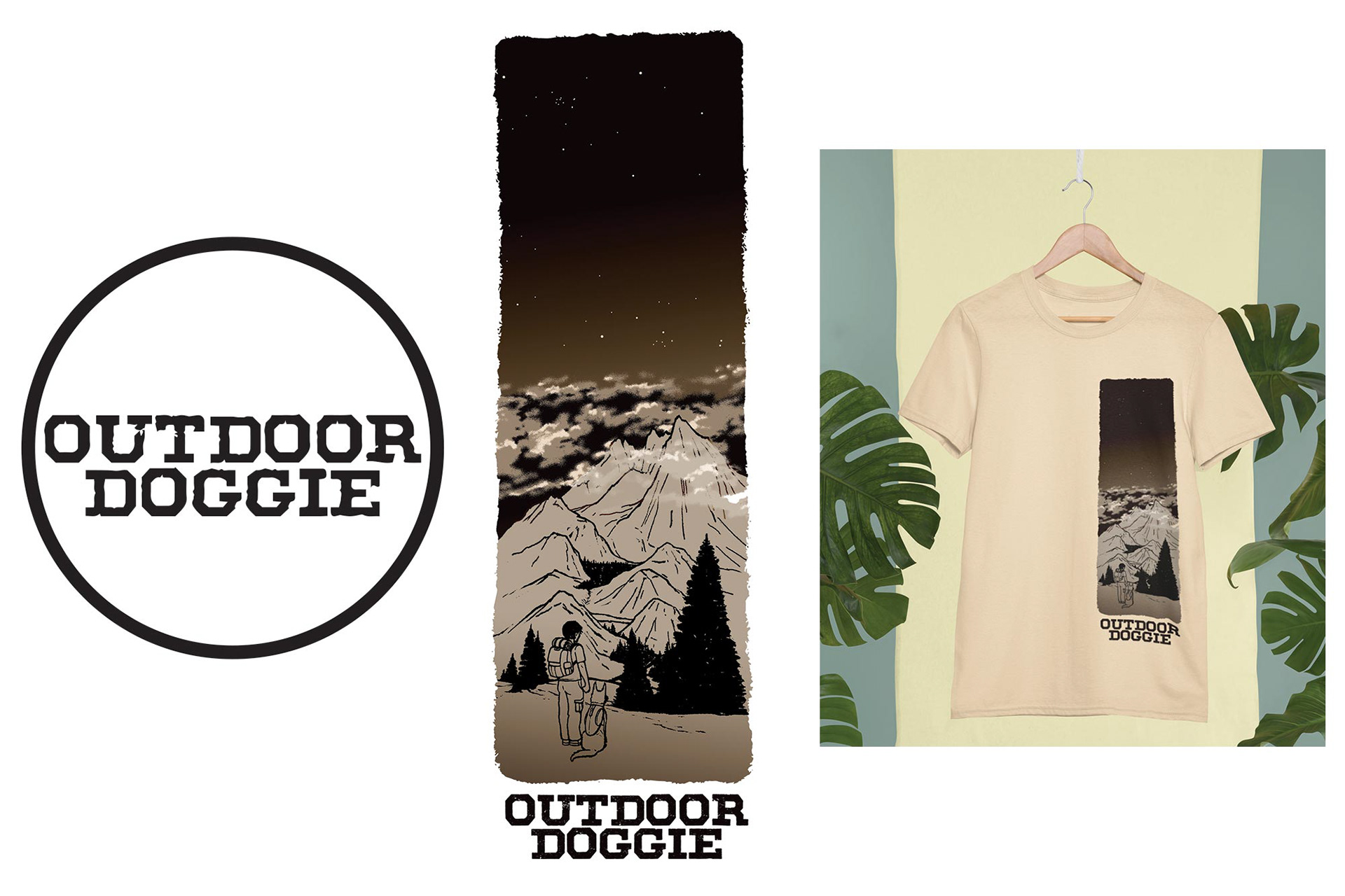 Illustrative design work done for the client, Outdoor Doggie.