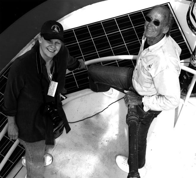 On tugboat for Harbor Days with Ernie Brooks, famous underwater photographer and Director of Brooks Institute