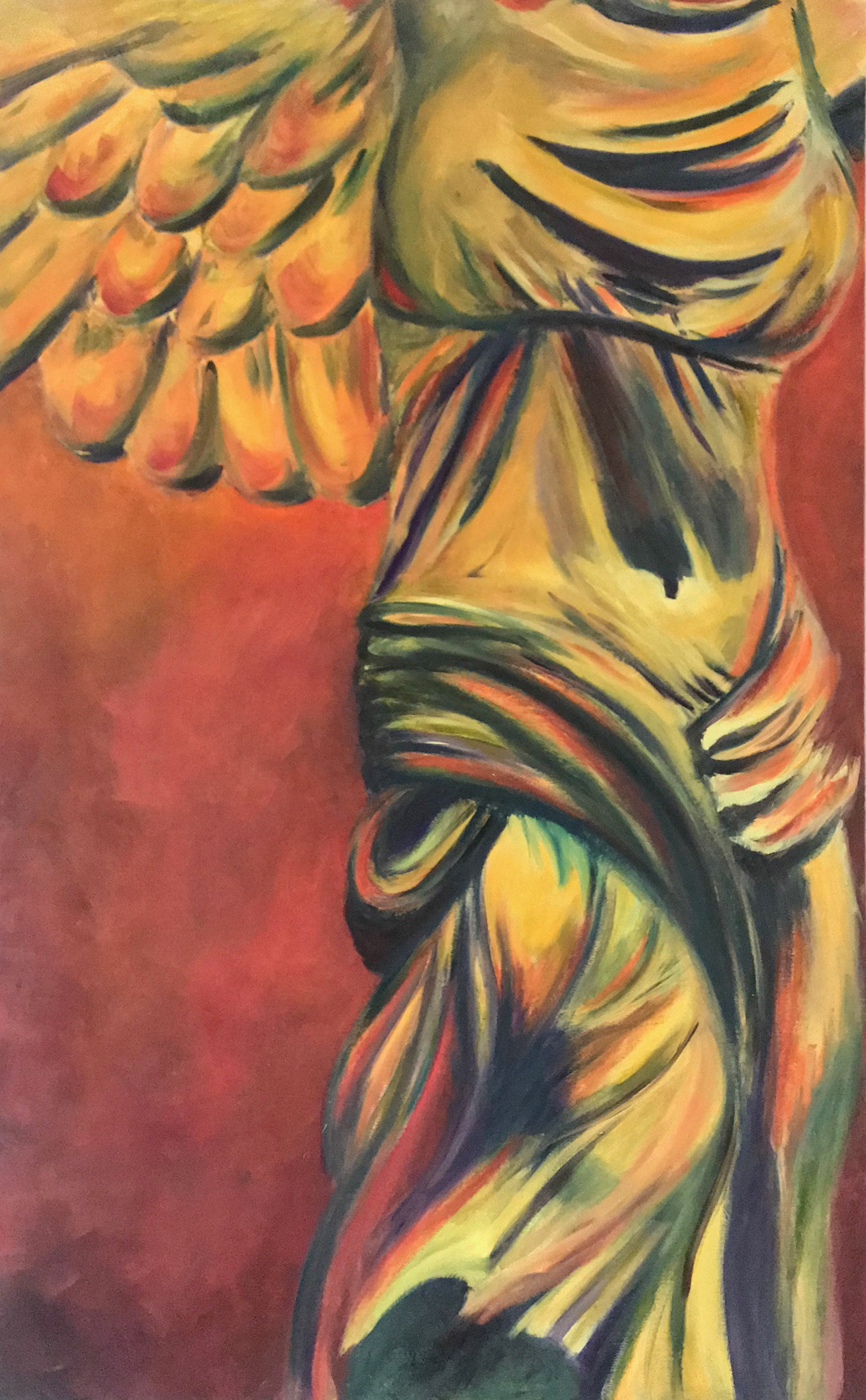 Figure with wings in oil on canvas