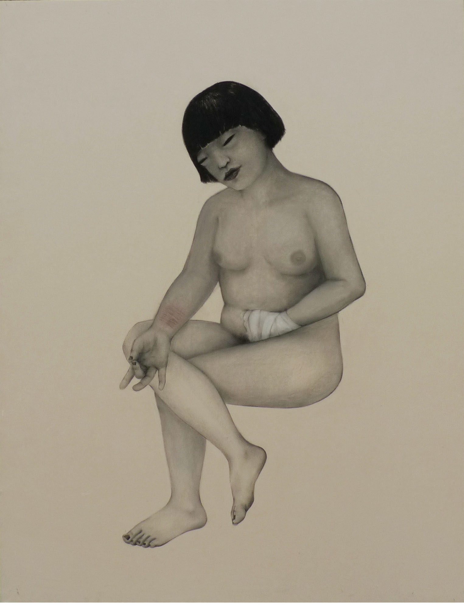 Self portrait 145.5x89.3 conte on the paper 2010