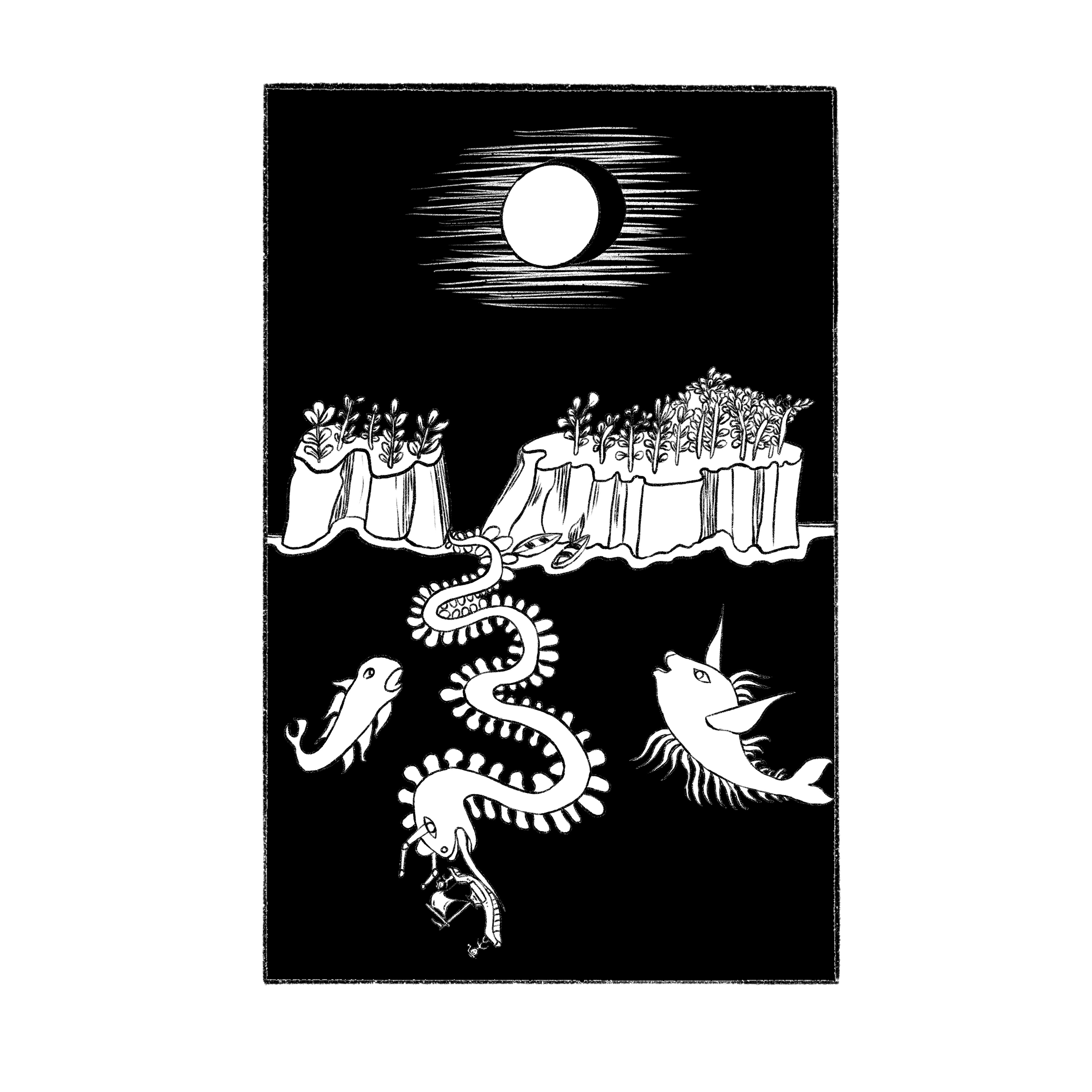 Collage of Lou Scheper Berkenkamp's illustrations for "Die Geschichten von Jan und Jon und von ihre Lotsenfisch" 