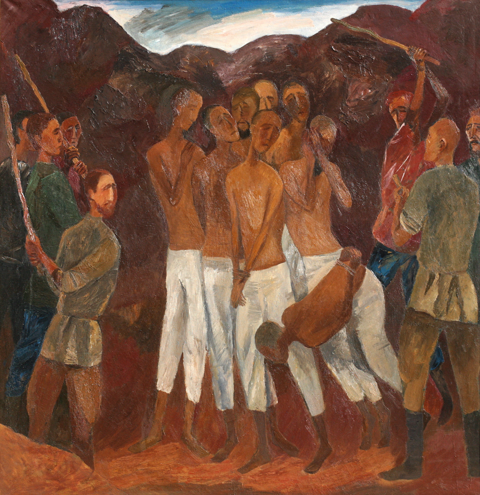 Избиение. 1991 г., х.м., 120х116,5