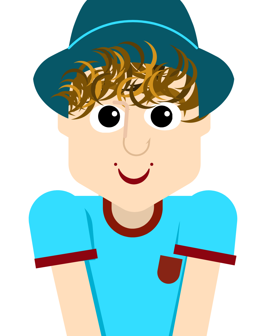 Cheeky Boy Next Door with Hat on, Brown Hair with Hightlights