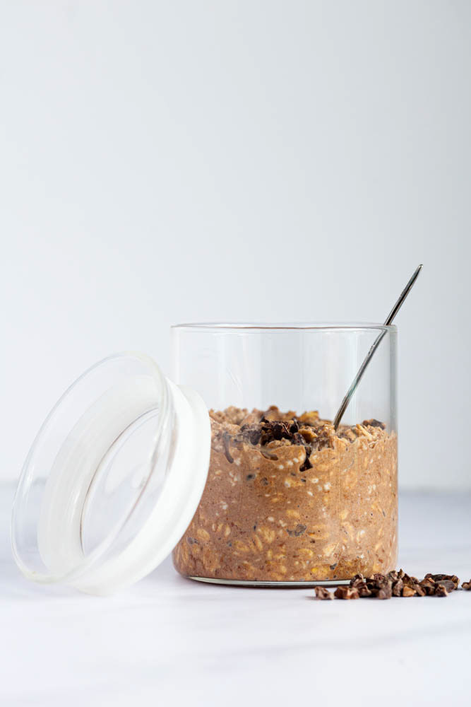 Product photography - chocolate oatmeal in a jar