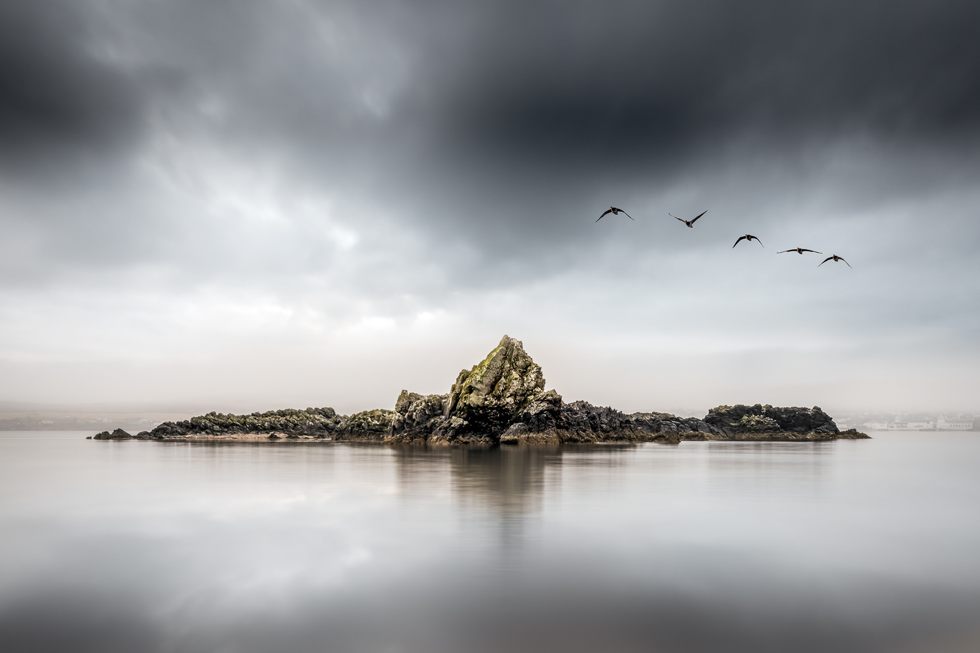 Black Rock Islay Bowmore Barnacle Geese Clouds Storm Niall Anderson Photography