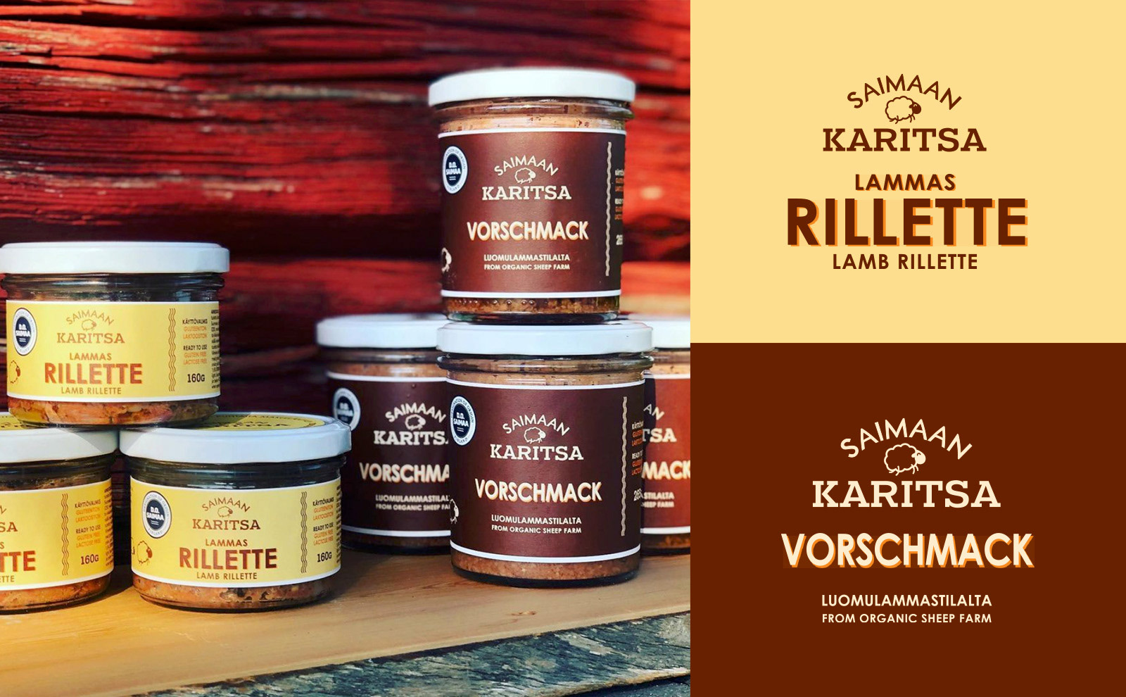 Vorscmack ja lammasrillette etiketin suunnittelu