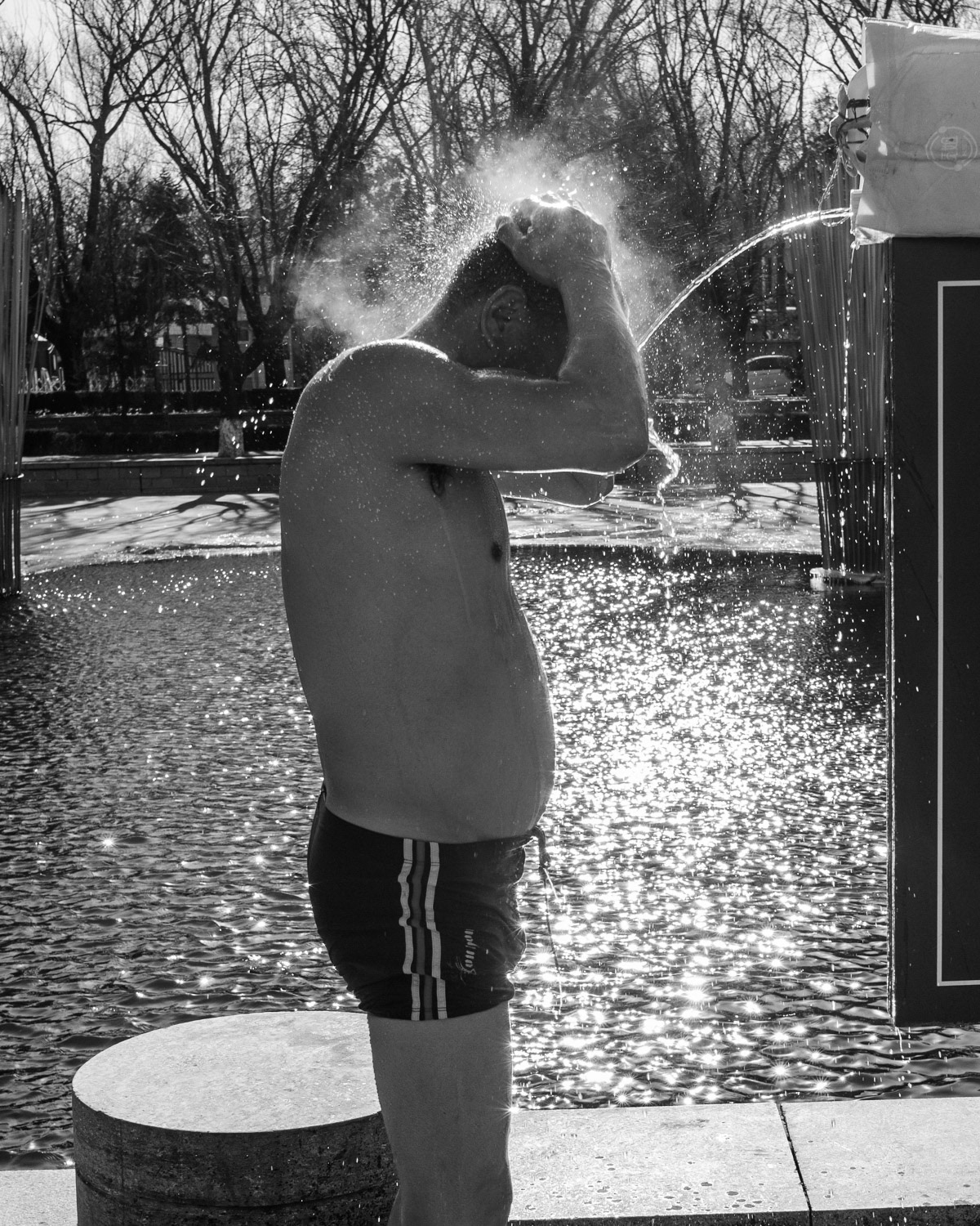 Winter swimmer, Liangma River, Beijing
