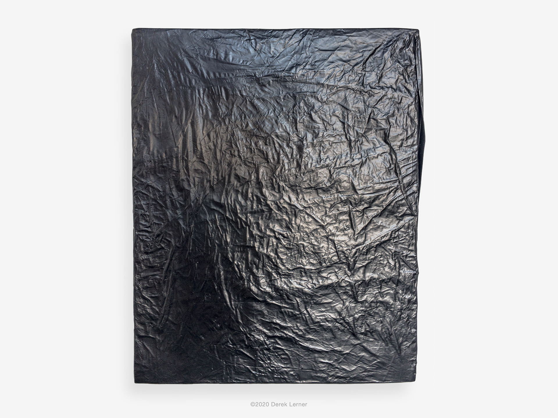 Plastic 3, 2020 plastic on wood panel 7.5” x 6” x 2.75” (19.05cm x 15.24cm x 6.985cm) by Derek Lerner