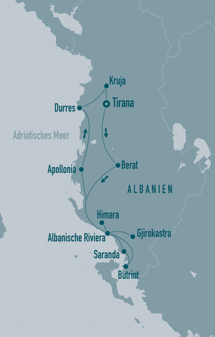 Routenkarte Albanien