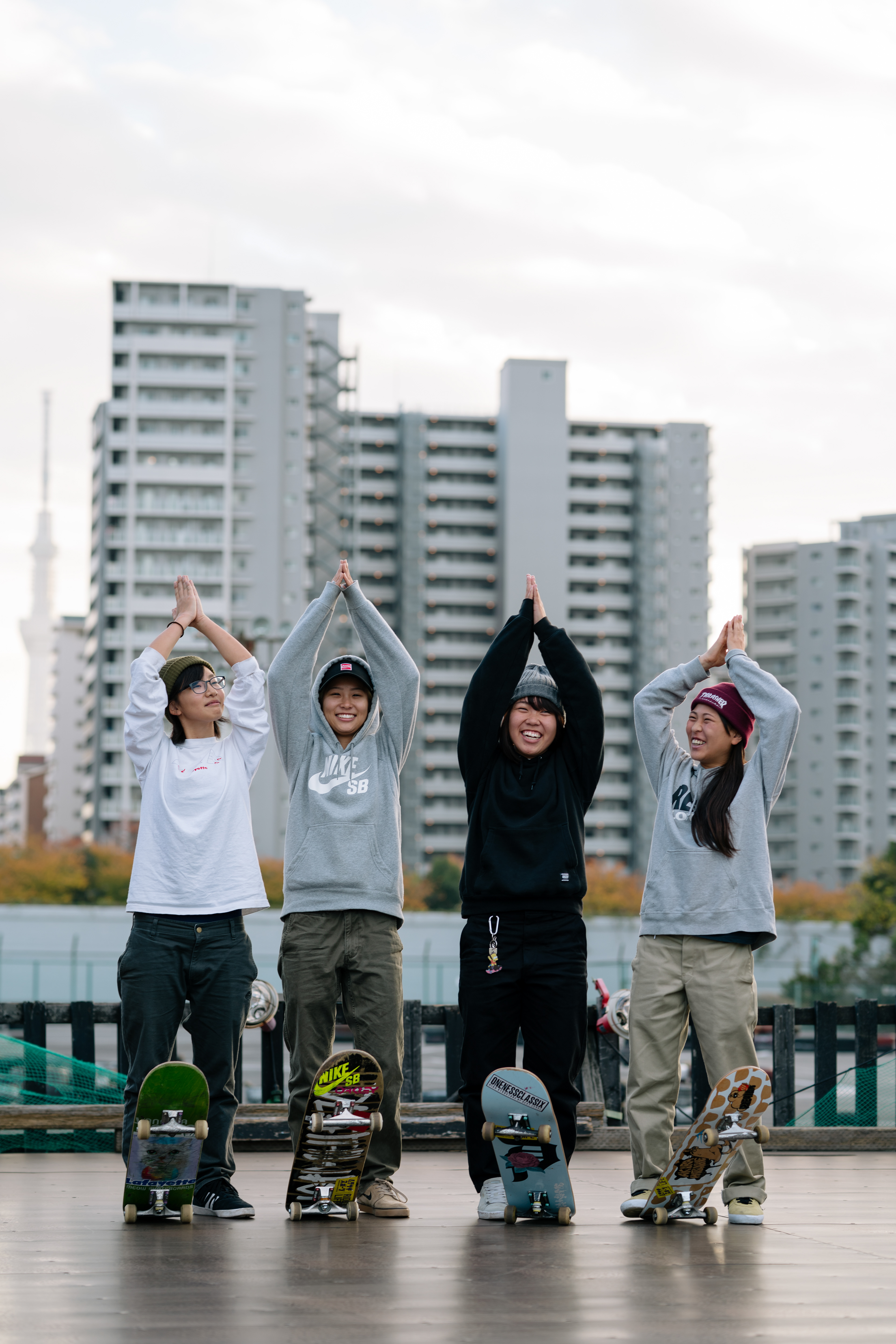 Skate crew, Murasaki Skatepark, Tokyo, Japan, Dec 2018.