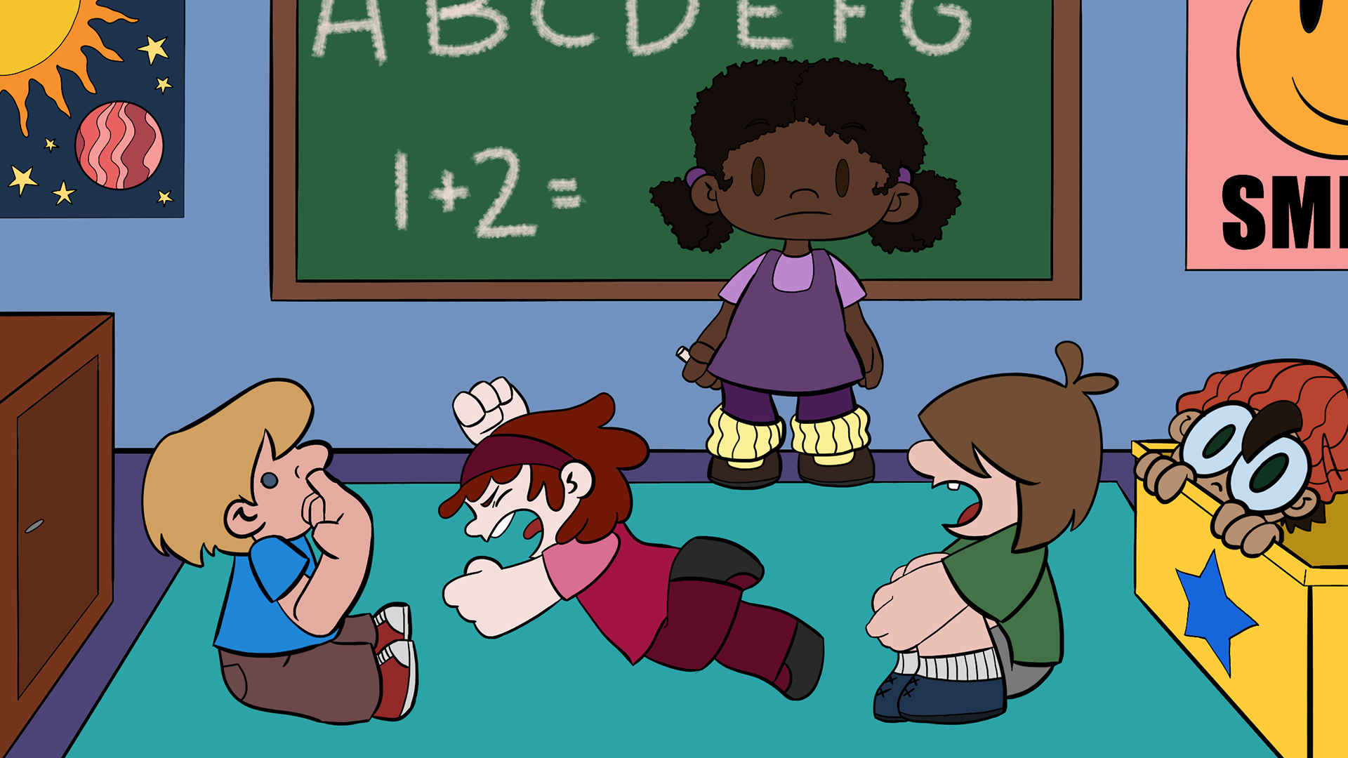 B's first day at school introduces some rowdy children
