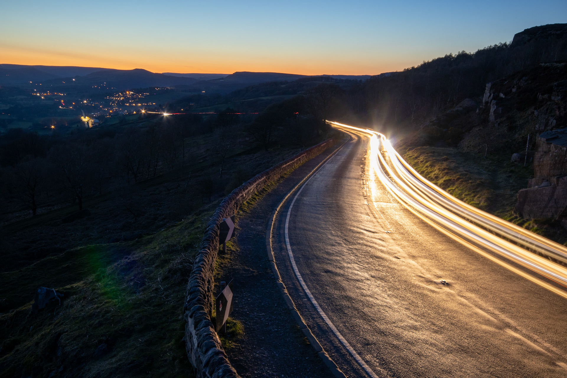 Light trails over the Hope Valley