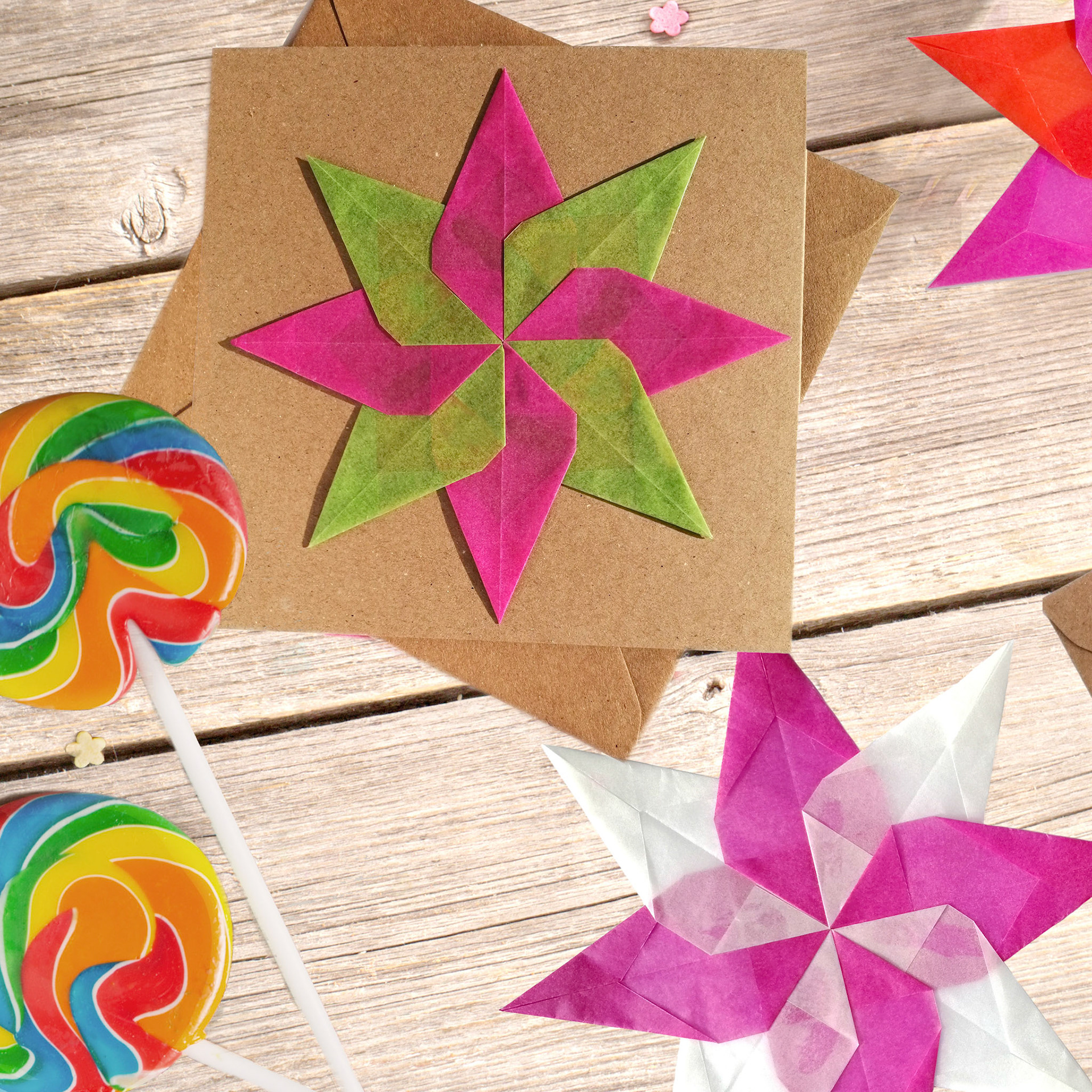 Cosmic Candy Greeting Card - pink green