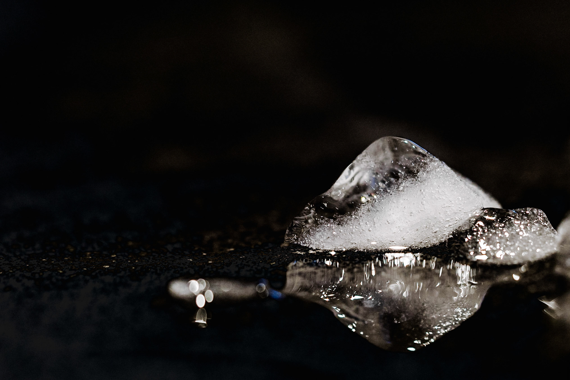 Black and white reflected ice pyramid